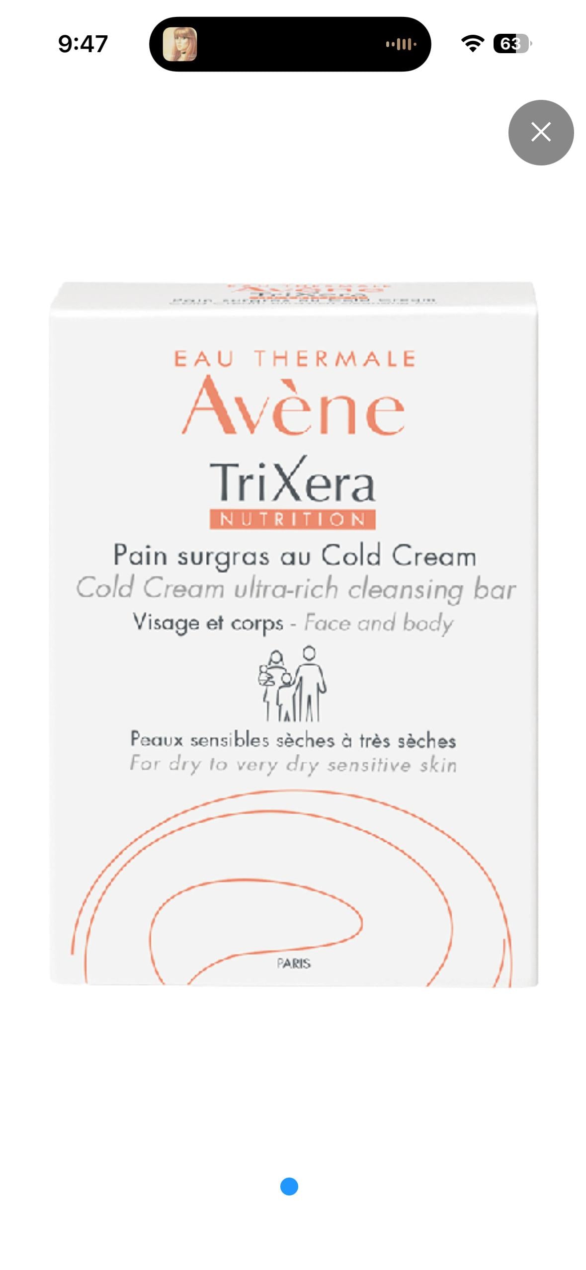 Avene trixèra -pain surgras au cold cream