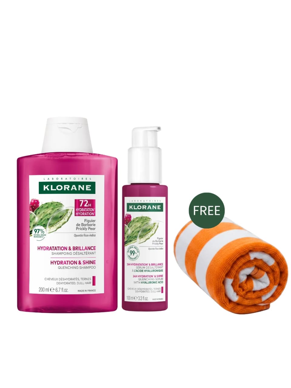 Klorane shampoo with hair serum for dehydrated hair with beach towel free